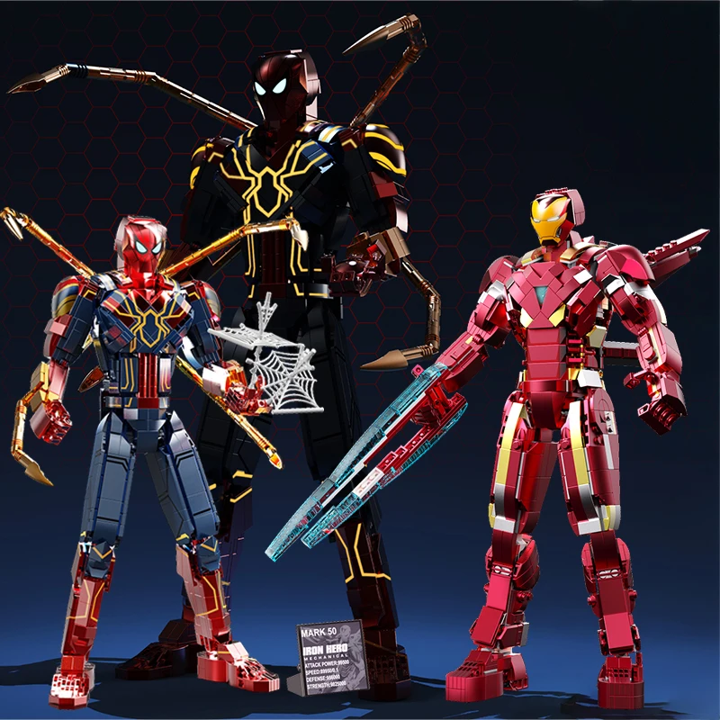 Spider-Man 3 The Avengers MK85 iron Man Mecha Titan Robot Spider-Man Building Blocks Kit Bricks Sets Dolls Model Kids Toys Gift