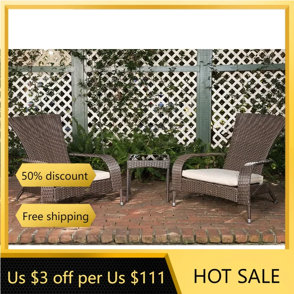 Set Lightweight & Durable  Style Chairs All Weather Wicker Includes Khaki Cushions freight free