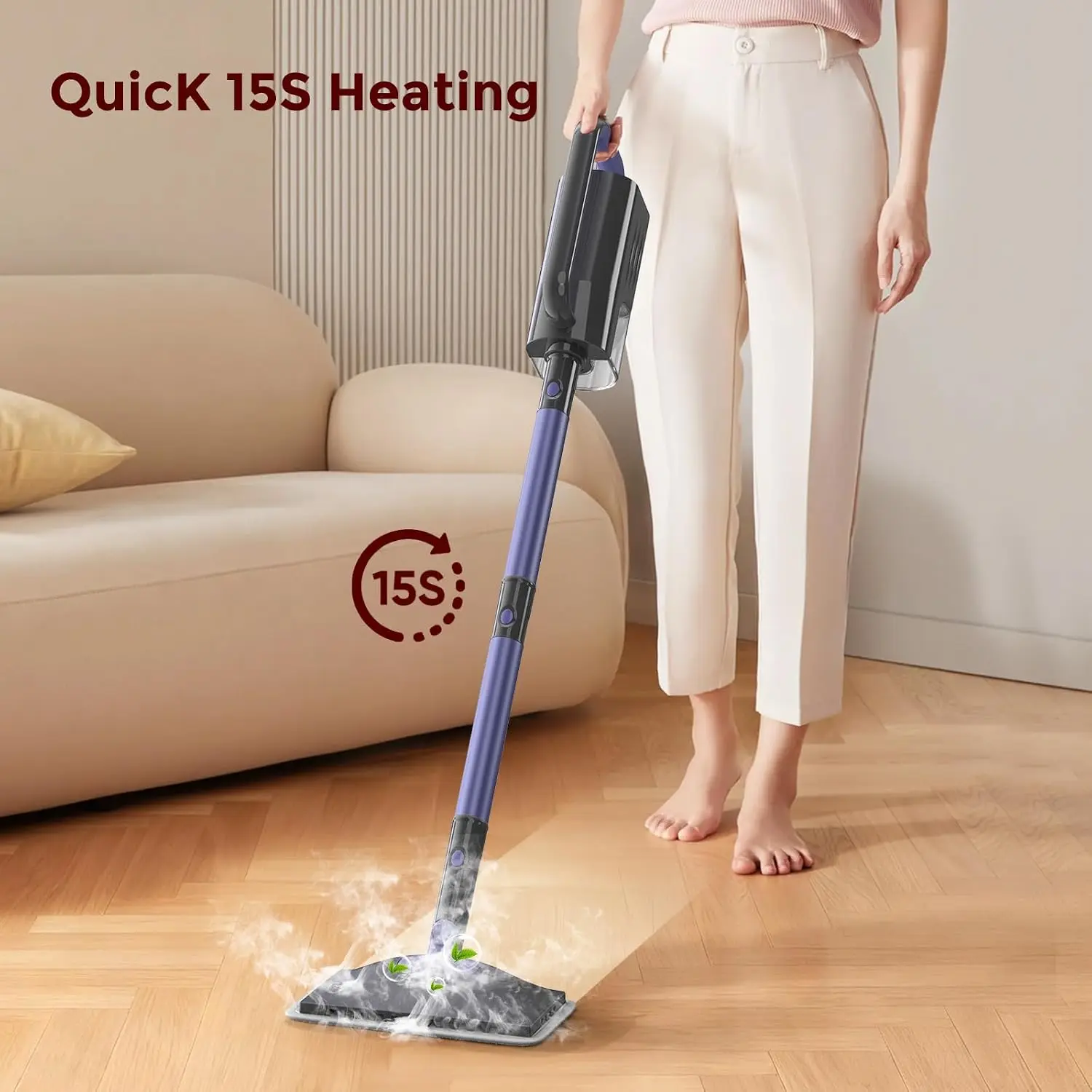 Steam Mop 6-in-1 Multi Accessories, Lager Removable Water Tank, 23FT Power Cable, Lightweight, Steam Cleaner for Floor Cleaning,