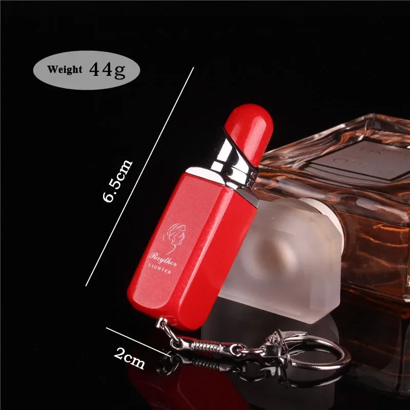 Metal Pendant Lipstick Inflatable Lighter Portable Mini Butane Gas Keychain Lighter Cigarette Accessories Women\'s Gift