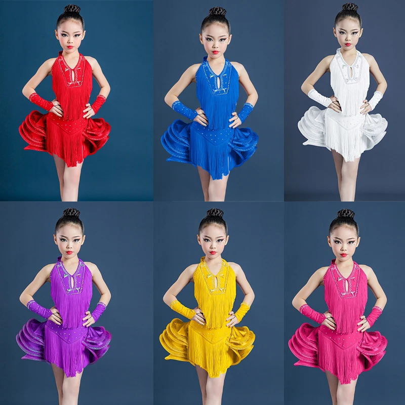 

Fashion Girls Full Fringed Party Dress Kids Latin Dance Professional Dresses Children'S Competition Training Clothes SL12426