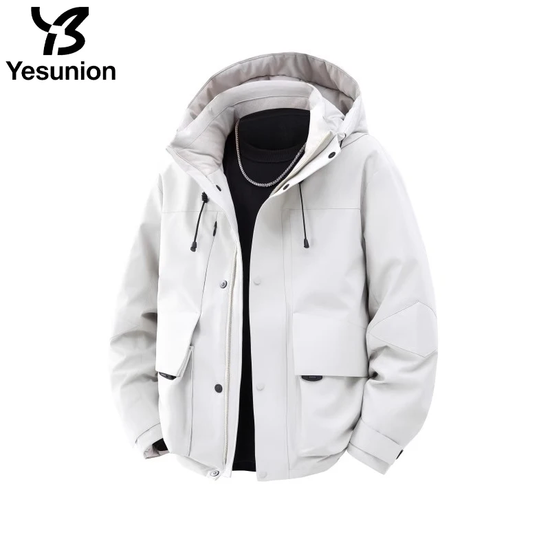 YESUNION للجنسين سميكة بطة أسفل سترة معطف الشتاء الدافئ يندبروف مقاوم للماء معطف فضفاض غير رسمي موضة الطقس البارد القماش