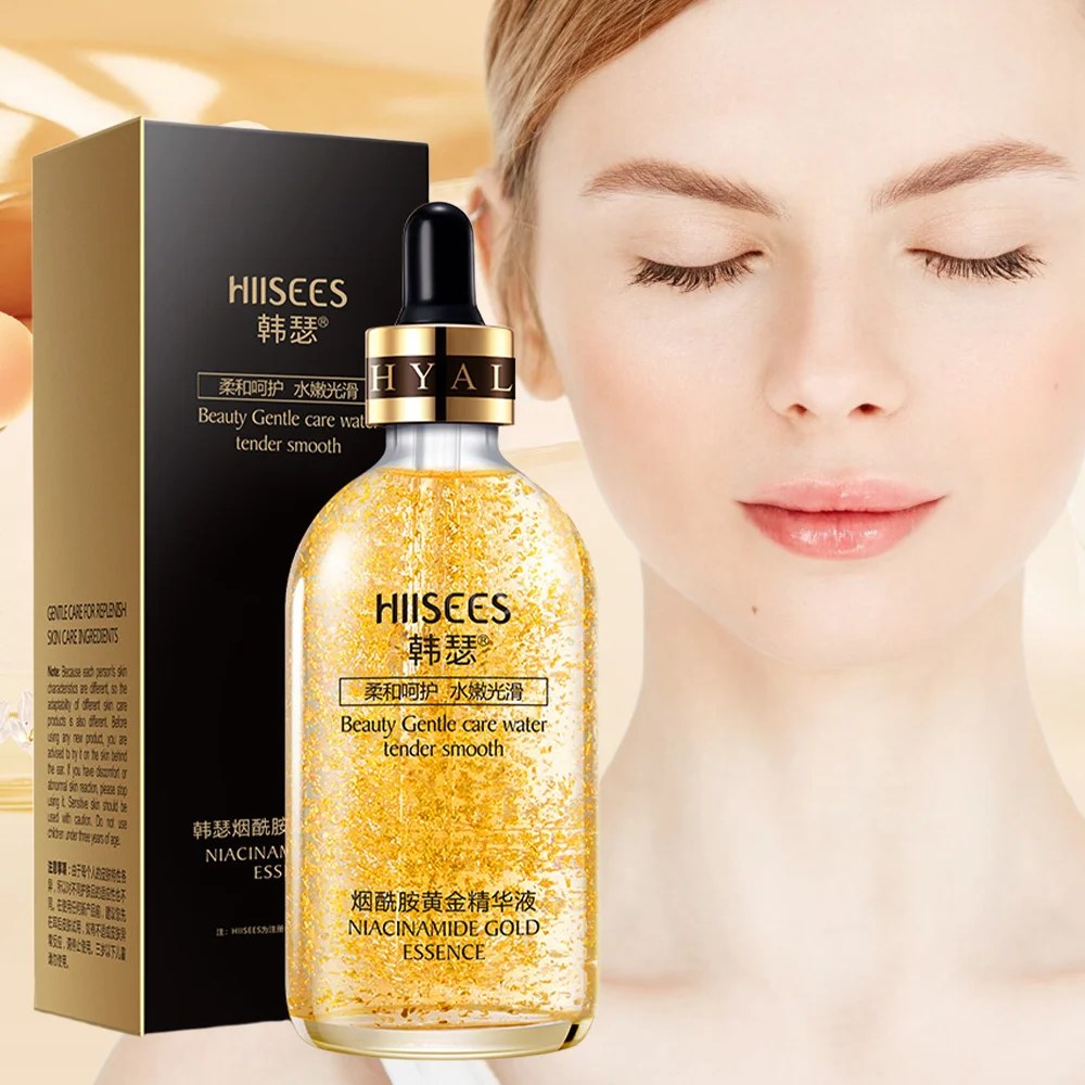 30ml/100ml 24k Gold Hyaluronic Acid Nicotinamide Face Serum Anti Aging Facial Lifting Essence for Face Shrinks Pores Korean Skin