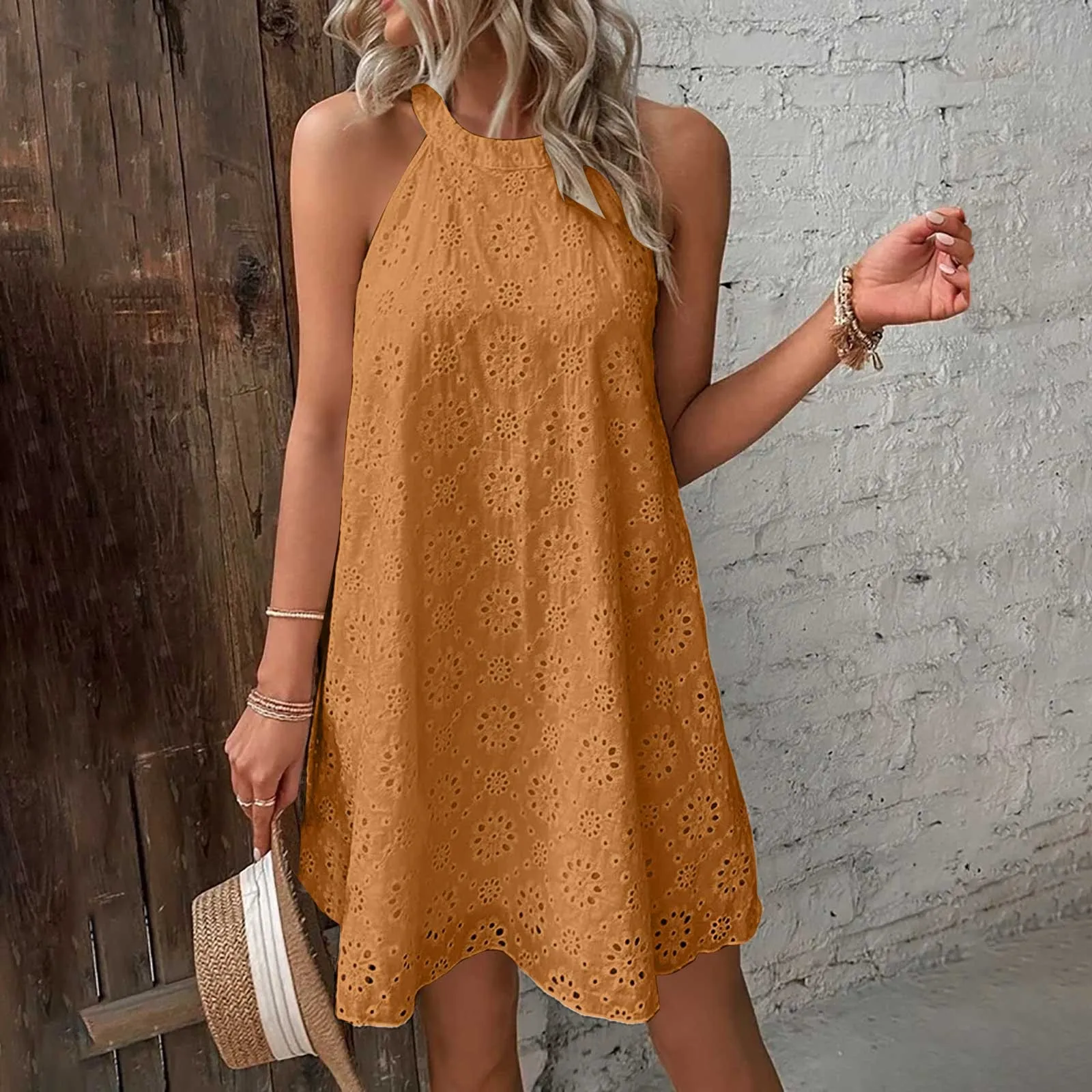 

Women'S Elegant Mini Dress Summer Solid Color Sleeveless Short Dresses Femal Party Dresses For Woman Stylish Clothes 2024 New