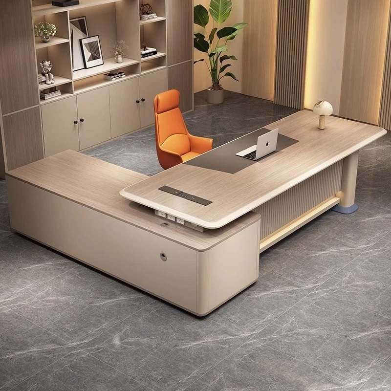 CEO desk,boss table,office Furniture,Office , , Simple Modern Manager Computer Desk And Chair Set, Light Luxury, High-End, Styli