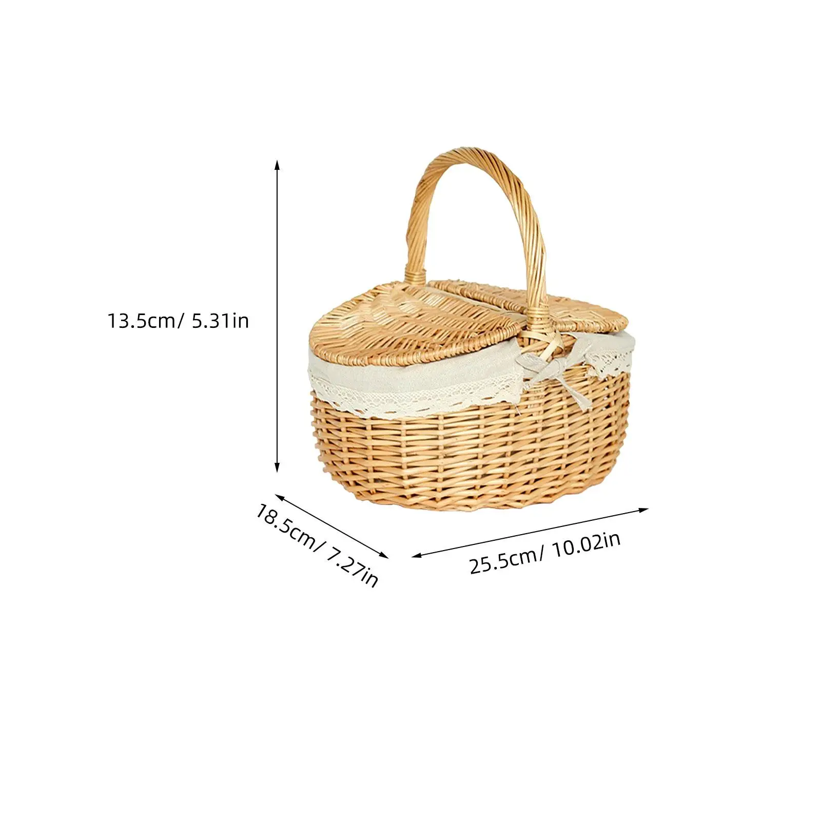 

Wicker Handwoven Basket Large Size Portable Storage Baskets Shopping Picnic Outdoor Vintage Organizer Container