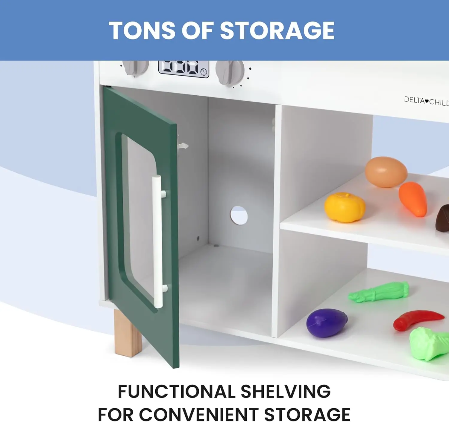 Tiny Chef Play Kitchen - Toy Kitchen Playset with Realistic Knobs That Turn/Click, Oven, Sink, Microwave and 15 Pieces of Play F