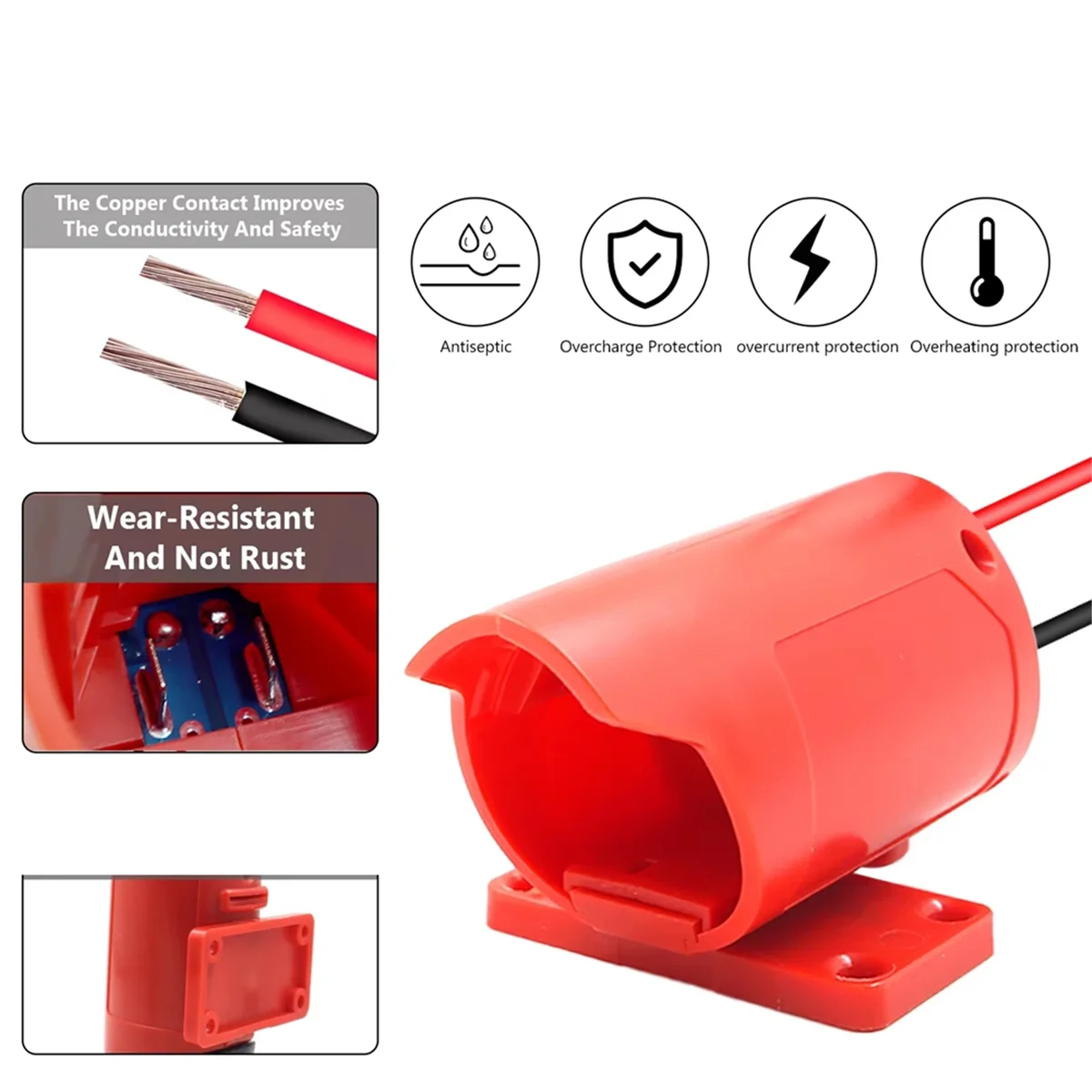 AA98 For M12 Converter Adapter 30A Fuse for 12V Lithium Battery External Power Supply DIY Connector Bracket Holder view 5
