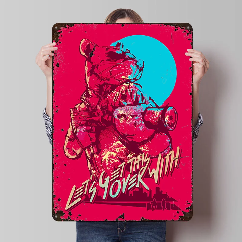 Hotline Miami Metal Poster Customized Wall Art Retro Vintage Tinplate Signs for Man Cave Office Decoration Gaming Bathroom Decor
