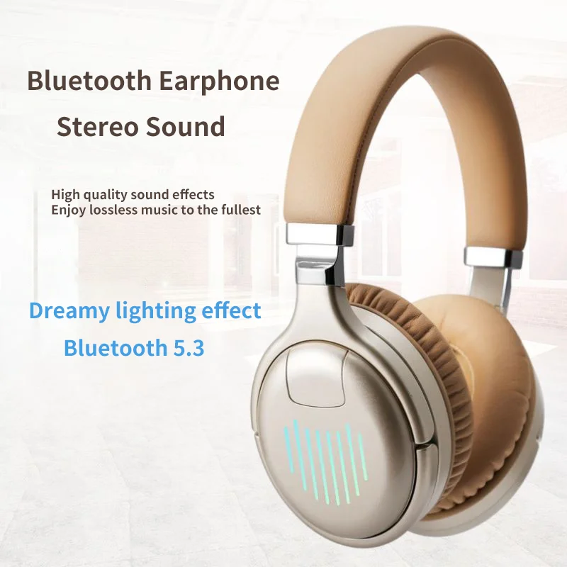 

Wireless Headset Bluetooth Earphone Light Weight Comfortable Wear HiFi Sound Effect Colorful Light Effect Play Game Listen Music