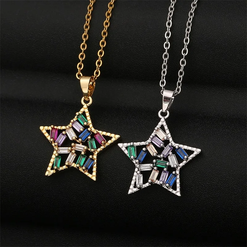 collar hombre collares para mujer collar Collar de estrella de colores elegante, colgante de castaña de agua con personalidad clásica, cadena de clavícula versátil, regalo de moda