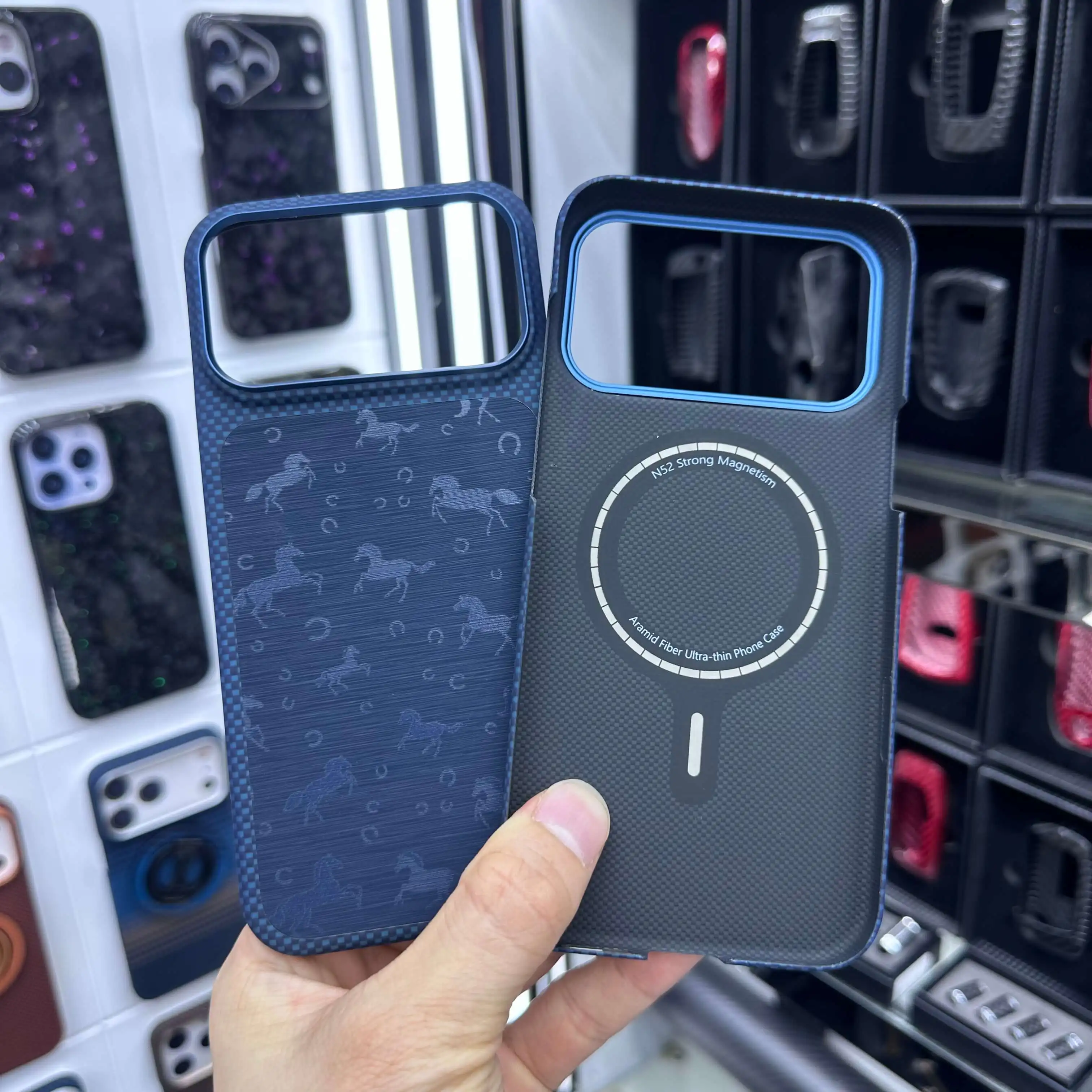 Coque en fibre d'aramide Kevlar pour iPhone 17 Pro Max avec incrustation en cuir véritable, design ultra-fin évidé, compatible MagSafe magnétique