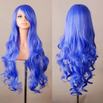 New popular 80CM multi-color wig, colorful women's long curly hair full head cover, practical and affordable for daily use