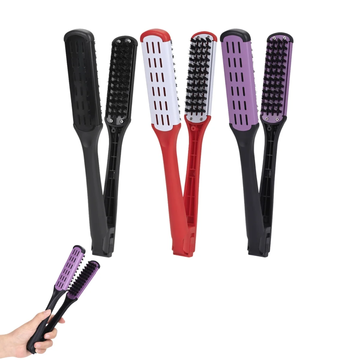 

Professional V-Shape Styling Comb for Women Boar Bristle Hair Straightening Brush Anti-Static High-Temperature Resistant Styling