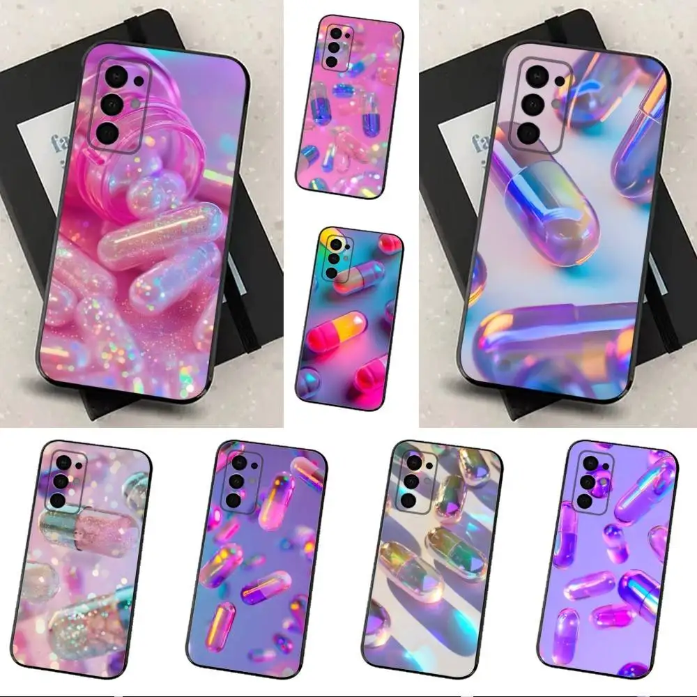 

Dream Art Pills Pink Phone Case For Samsung Galaxy A13,A21s,A22,A31,A32,A52,A53,A71,A80,Soft Black Shell