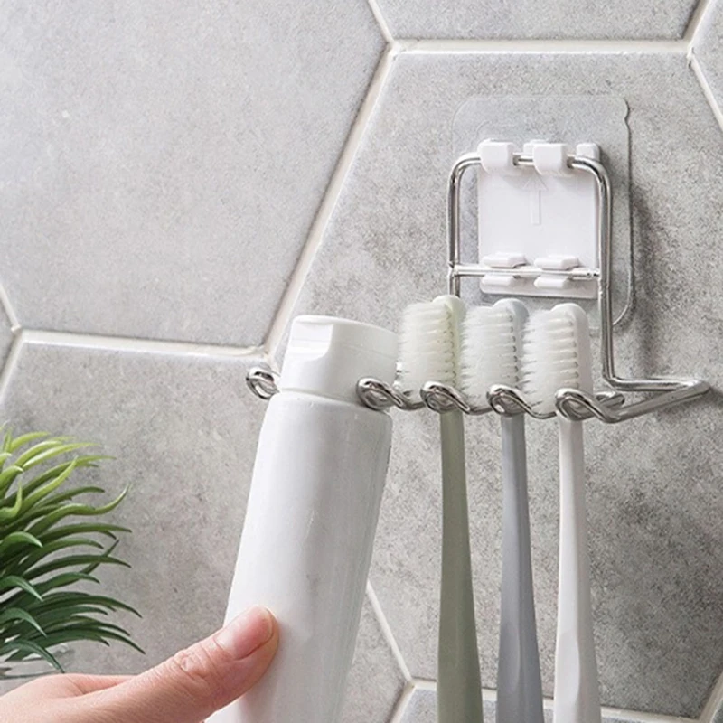 NEW! Wall Mounted Stainless Steel Toothbrush Holder Bathroom Tooth Brush Toothpaste Razor Organizes Stand Bathroom Accessories