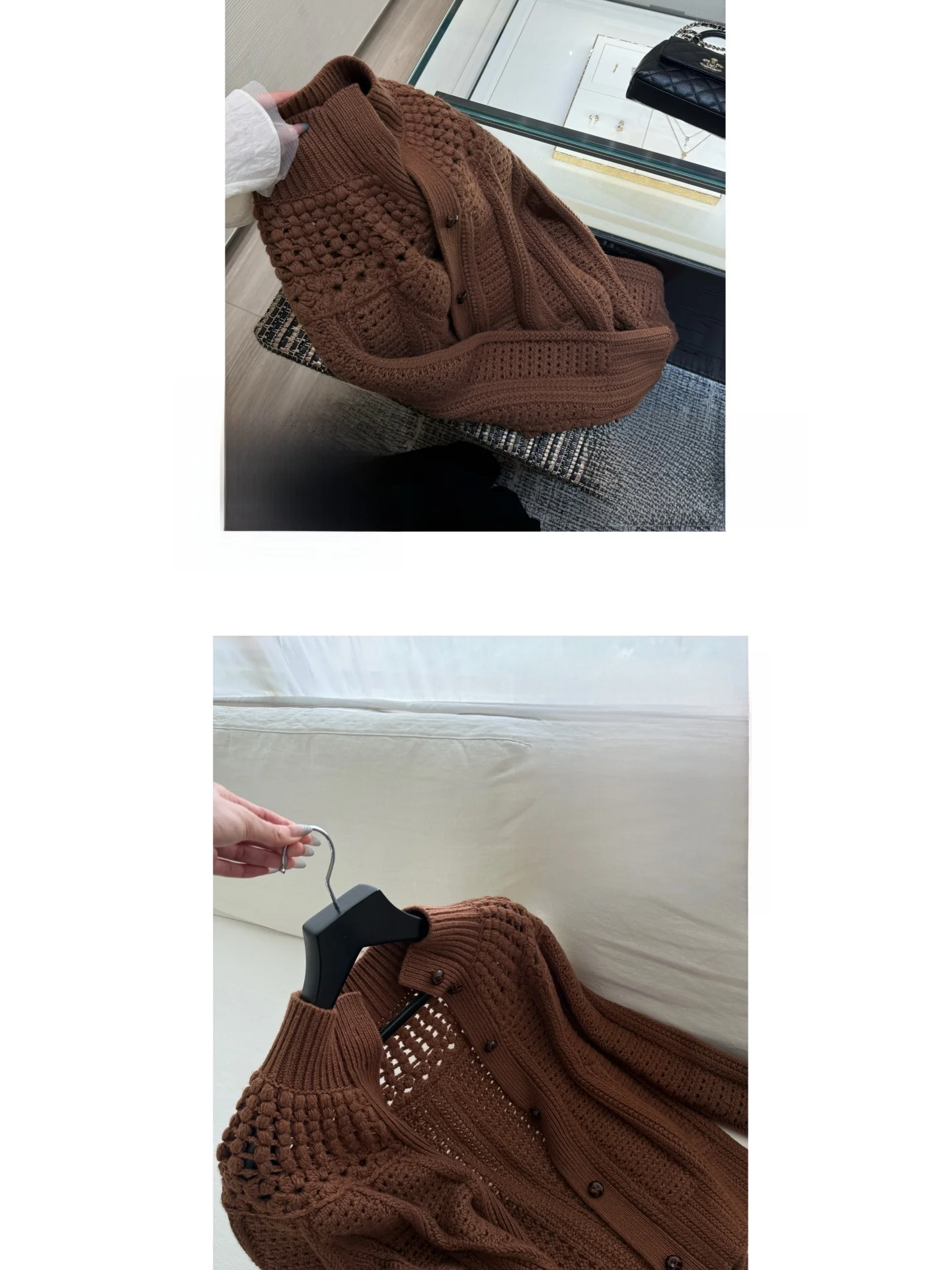 

Yangzifan RL Premium 00% Wool Hand-Made hine-Woven Heavy-Weave Proc Sweater Cardigan Outerwear Casual Loose Fit Long S...