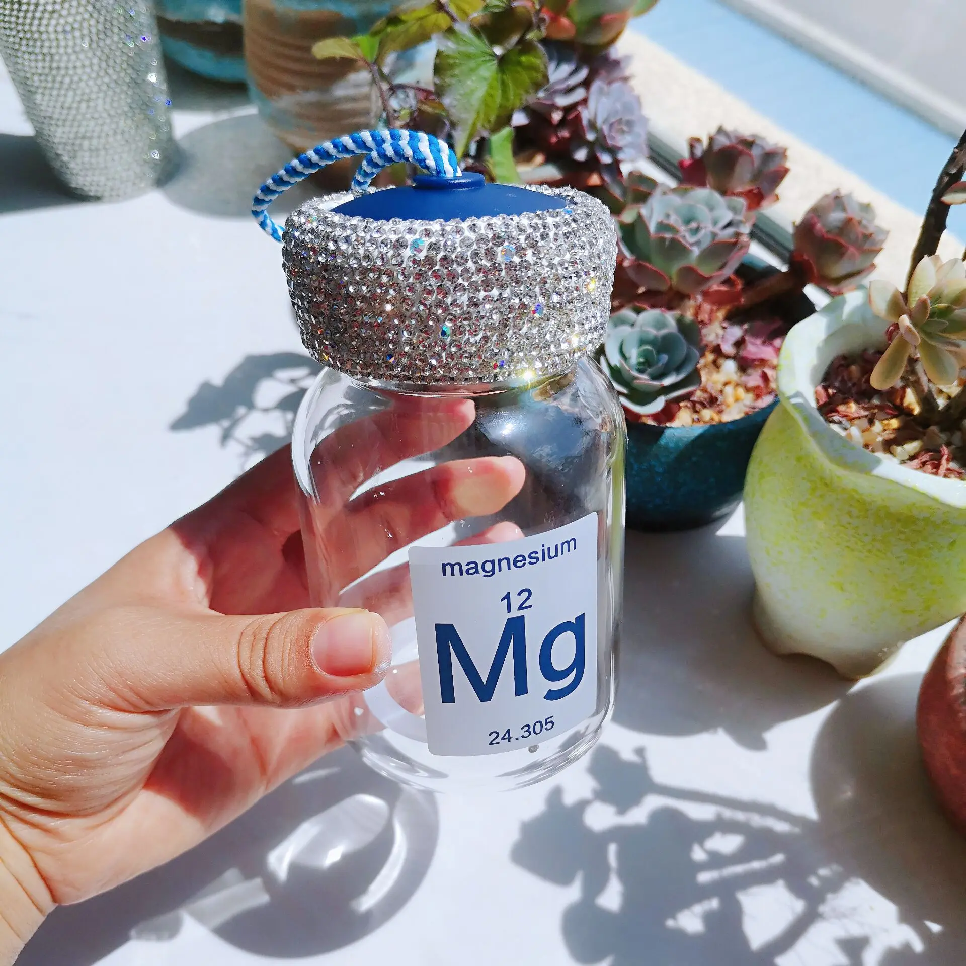 

380ml Hand-made Crystal Rhinestone Clear Glass Water Mug Milk Juice Coffee Mug Leakproof Portable Outdoor Lovely Water Mug