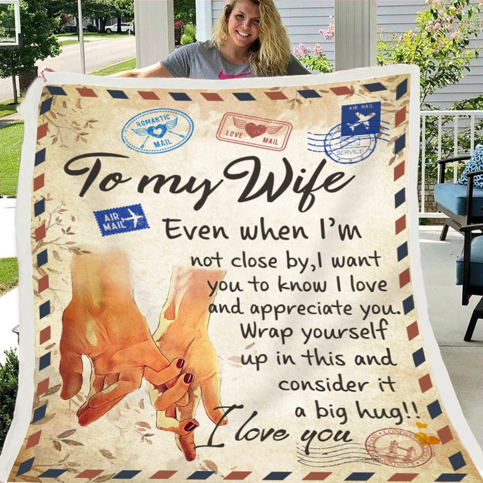 To My Daughter Wife Son Dad Letter Blanket Sherpa Fleece Warm Soft Bed Couch Nap Throw Blanket Home Decor Blankets