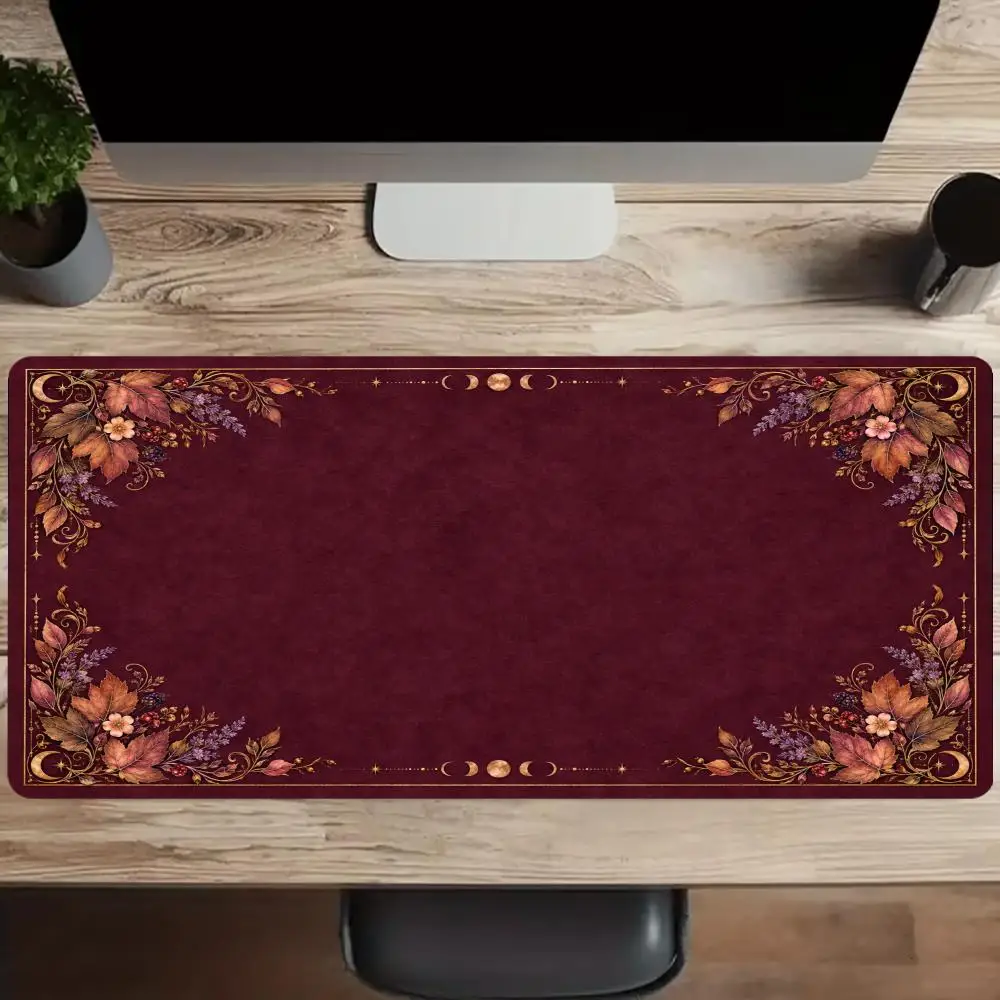 Red Retro Flowers Mousepad Desk Mats Laptop Accessories Desk Gadgets Gaming Office Mouse Mat Playmat Gamer Setup Decoration