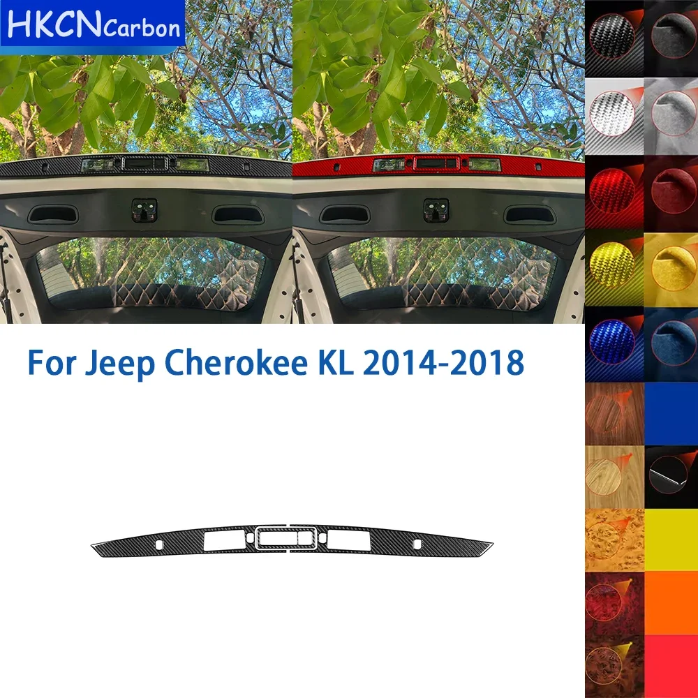 

For Jeep Cherokee KL 2014-2018 Accessories Real Soft Carbon Fiber Car Rear Trunk Cover Trim Sticker