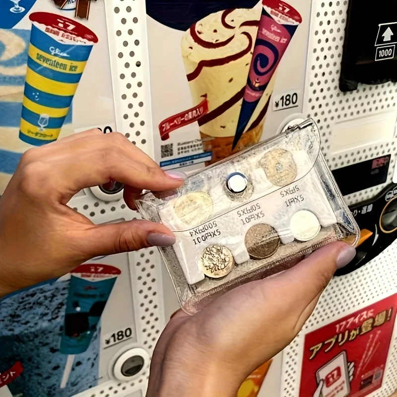Mini Portable Coin Organizer, Portable Plastic Coin Holder, Multi-Slot Japanese & Korean Currency Storage, Money Management