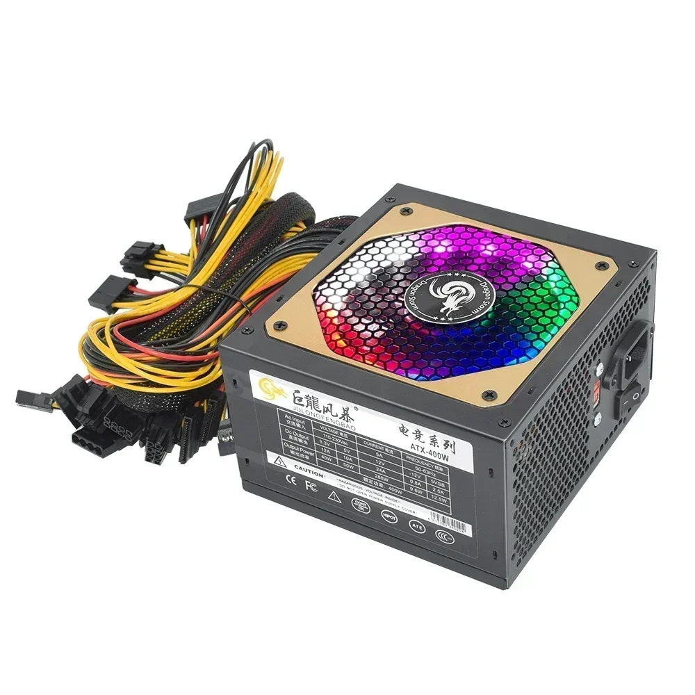 JULONGFENGBAO Atx Fonte 400W 600W RGB Colorful PSU 110/230V 24Pin 12V Desktop Video Game Power Supply Source