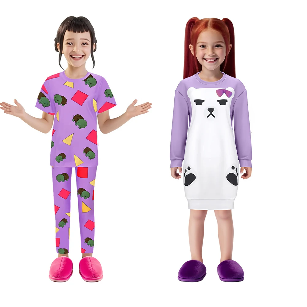 Kids Halloween Witch Hunting Group Sleepwear Mirazoi Rumi Mira Purple Bear Cosplay Costume Carnival Party Performance Costume