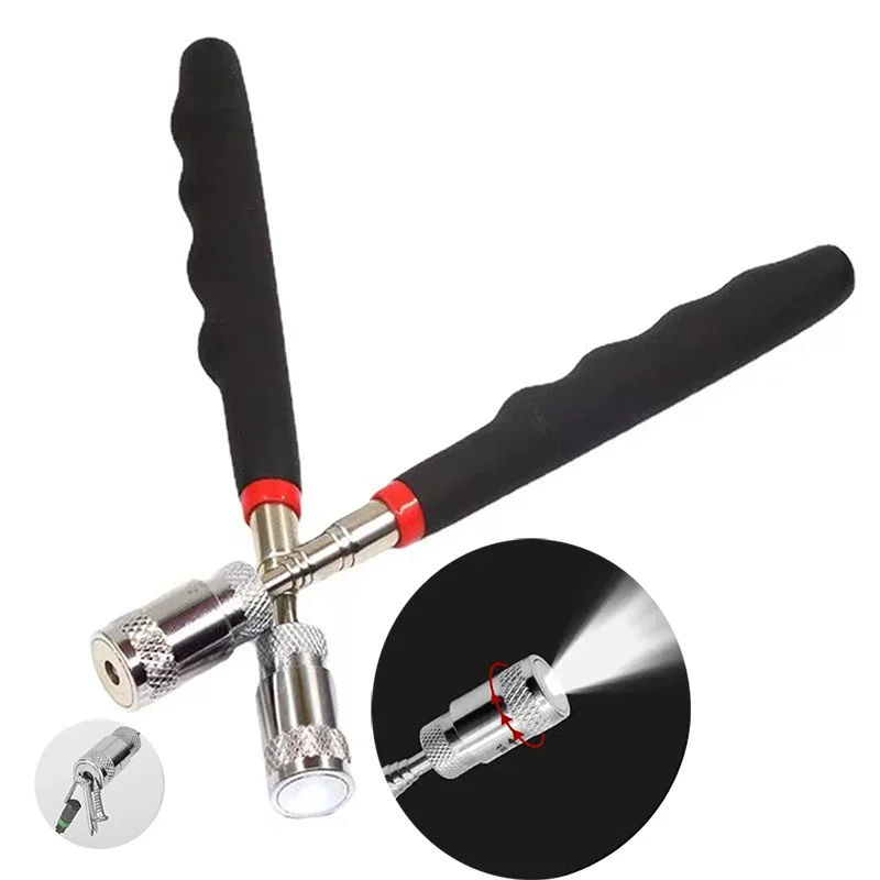Magnetic Picker Mini Portable Telescopic Magnetic Magnet Pen With Light For Picking Up Nut Bolt Extendable Pickup Rod Stick