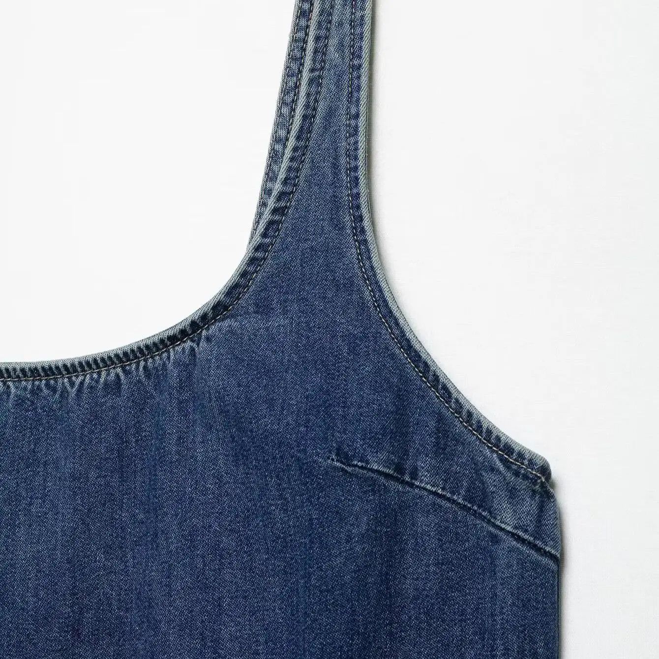 femmes Denim Mini robe dos ouvert col carré taille haute fermeture éclair dos plissé robe trapèze printemps été nouvelle femme Chic haut