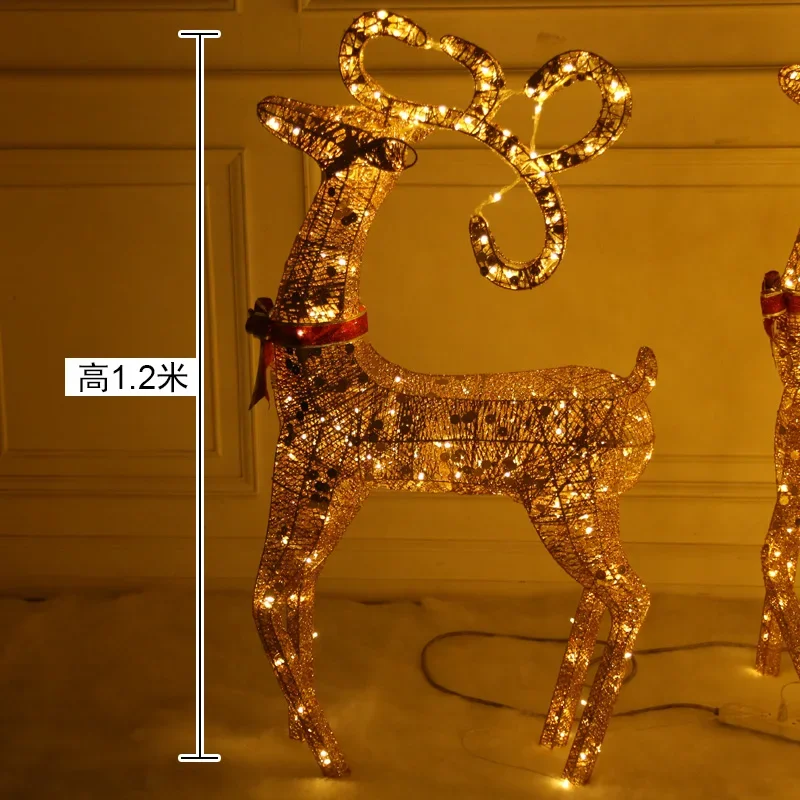 

Christmas decorations luminous deer pulling cart large Christmas tree ornaments hotel shopping mall view