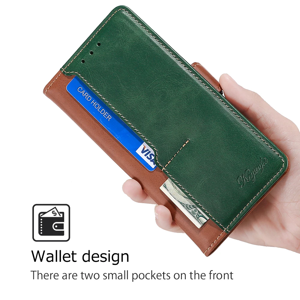 Multi-color Leather Flip Phone Case with Clashing Color Side Buckle Case. Suitable for Redmi 9C-10A/9A/12C/Note 8 Pro/Note 9T