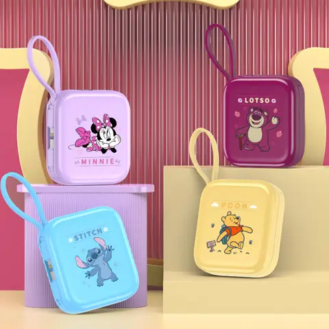 Disney-Banco de energía genuino 2025, con gran capacidad de 10000/20000mah, ultrafino, compacto y portátil con Cable incorporado