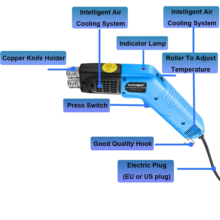 Air Cool Hot Knife Foam Cutter Tool Machine Slotting Groove Styrofoam Polystyrene Fabric Rope Cutter Electric Heating Hot Knife
