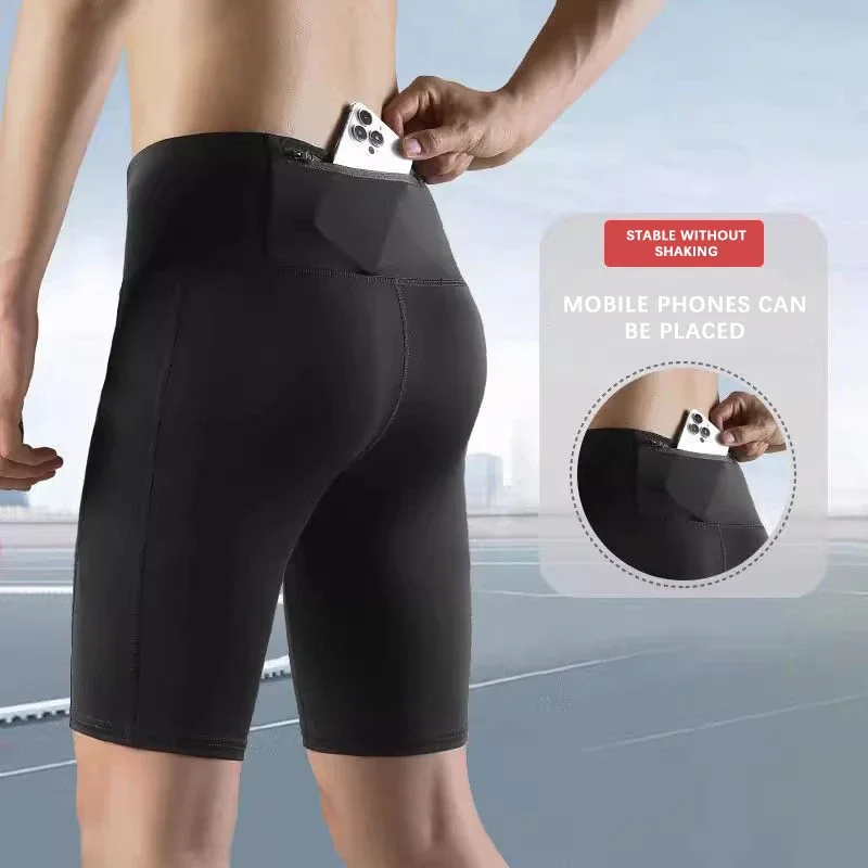 Summer running compression pants, men's tight shorts, quick-drying in five minutes, can hold a mobile phone