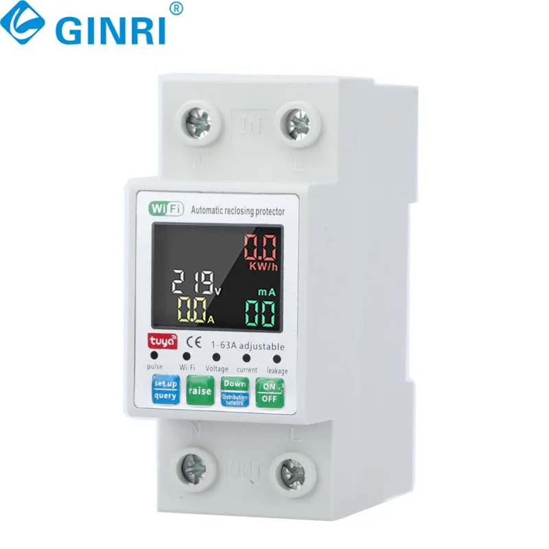 Dubbele cut-off Tuya Smart WiFi Schakelaar Thuis 63A 2P 220V Elektriciteitsmeting Overbelasting Bescherming Timer relais