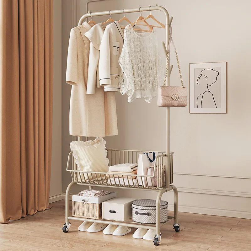 Movable Clothes Rack Floor Hanger Stand Storage Wardrobe Hat Stand Storage Box Bedroom Furniture perchero de pie Coat Rack