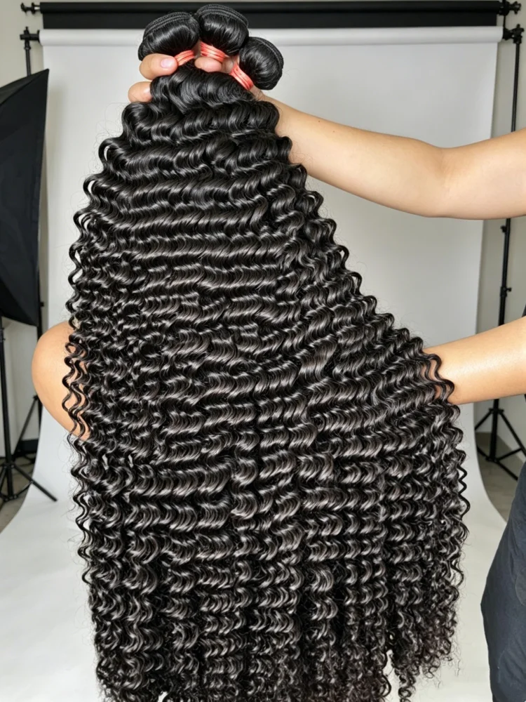 

30 40 Inch Raw Vietnamese Virgin Deep Wave Hair Bundles Unprocessed Human Hair Curly Weaving Double Weft Hair Extensions