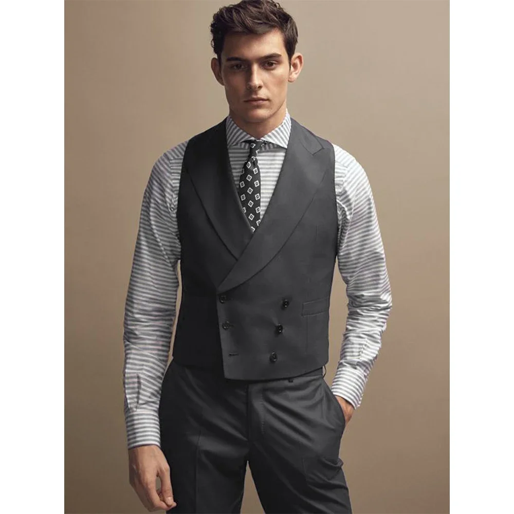 Gentleman Man Vest Double Breasted Dress Men's Waistcoat Vests for Men Vests Elegant Lapel Tuxedo Wedding Dinner Male Clothing