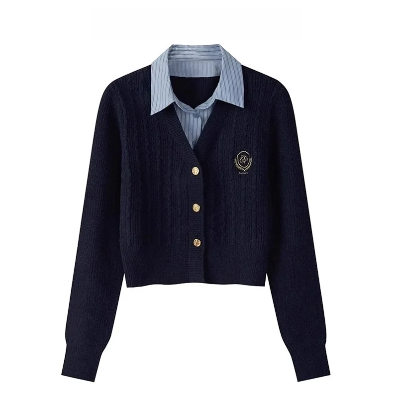 

Белоснежный вязаный свитер Briti College Sle, женский модный свитер с v-образным вырезом, цельный комбинезон на пуговицах, осень-зима, новинка ...