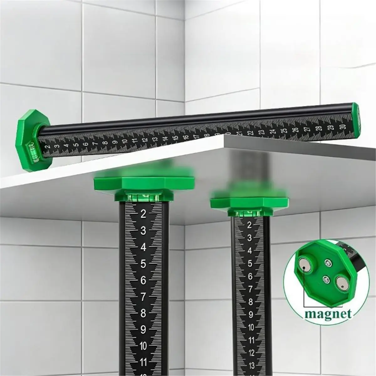 【50% OFF】15/30cm Magnetic Height Gauge Tile Leveling Height Ruler Special Household Tile Measuring Tool Ruler Contour Ruler 15cm