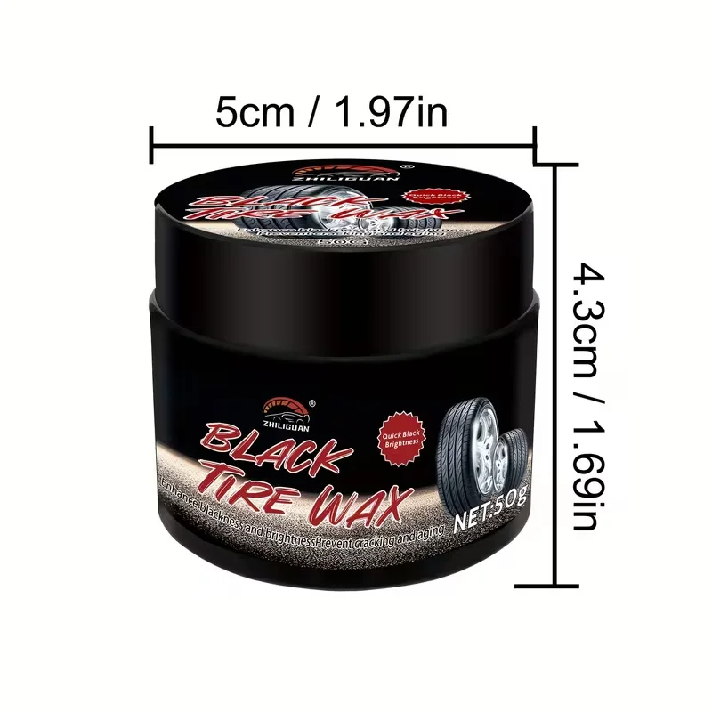 ZHILIGUAN Black Tire Wax - Quick Black Brightness, Prevent Cracking & Aging, 50g