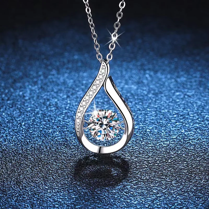 

QIBAOKU New Fashion Necklace Zircon Copper Silver Retro Style Dynamic Water Drop Vintage Party Holiday Gifts