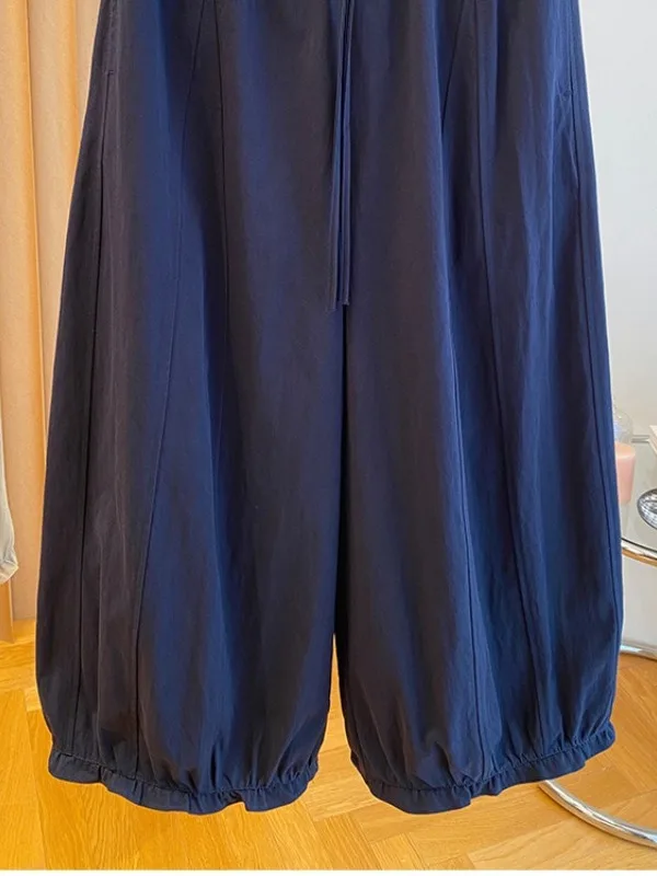 Casual Wide Leg Straight Tube Pants High Waist Cotton Blend Spring Autumn Floral Print Nine Points Women's Faion Pants