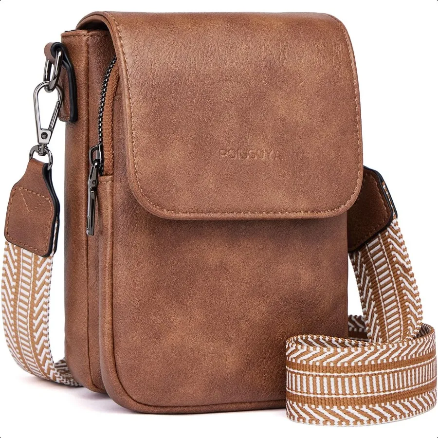 

POIUGOYA Small Crossbody Bags for Women TrendyLeather Triple Compartment Cell Phone Crossbody Wallet Purses with Card Slots