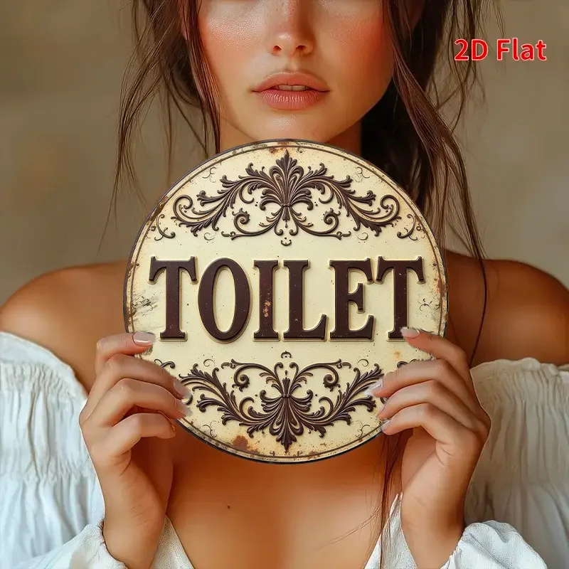 Avión 2D, 1 letrero circular de madera vintage - decoración del baño, decoración del hogar/decoración colgante decorativa