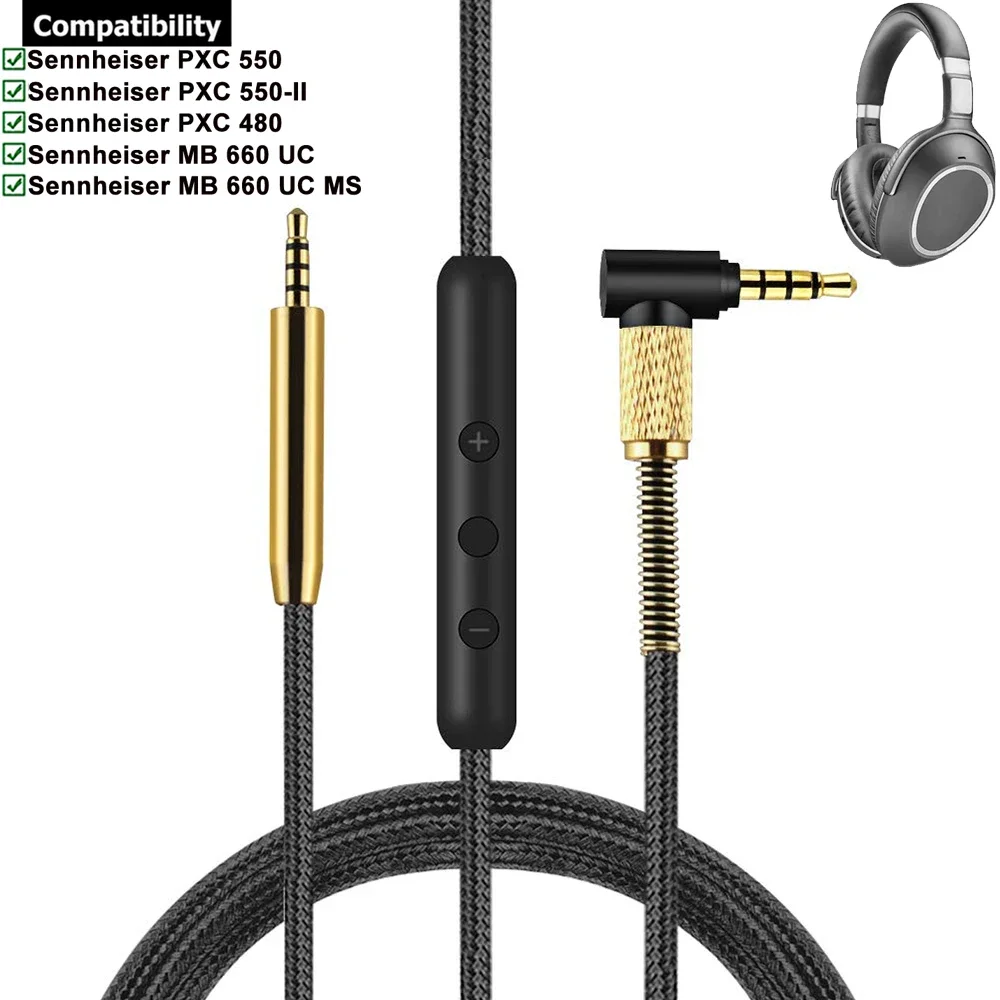 OFC Replacement Braided Cable Cord For Sennheiser PXC550 PXC480 PXC 550 480 MB660 MB 660 UC MS Headphones