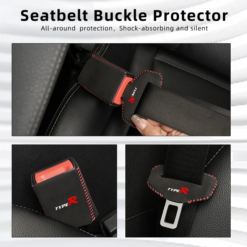 Car Seat Belt Buckle Clip Protector Cover Accessories For Honda Type R Mugen Power Civic 4d 10th Gen 8th CRV City Accord Hrv