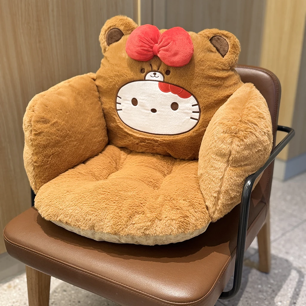 

Cute Sanrio Hello Kitty Plush Thickened Surrounding Cushion Office Chair Kt Cat Seat Cushion Dormitory Waist Cushion Winter