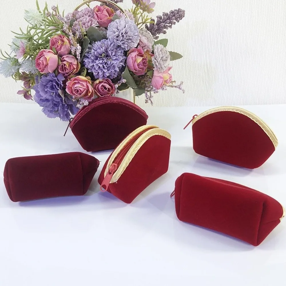 Gifts Velvet Jewelry Storage Pouch Red Small Change Purse Soft Chinese Style Wallet Women